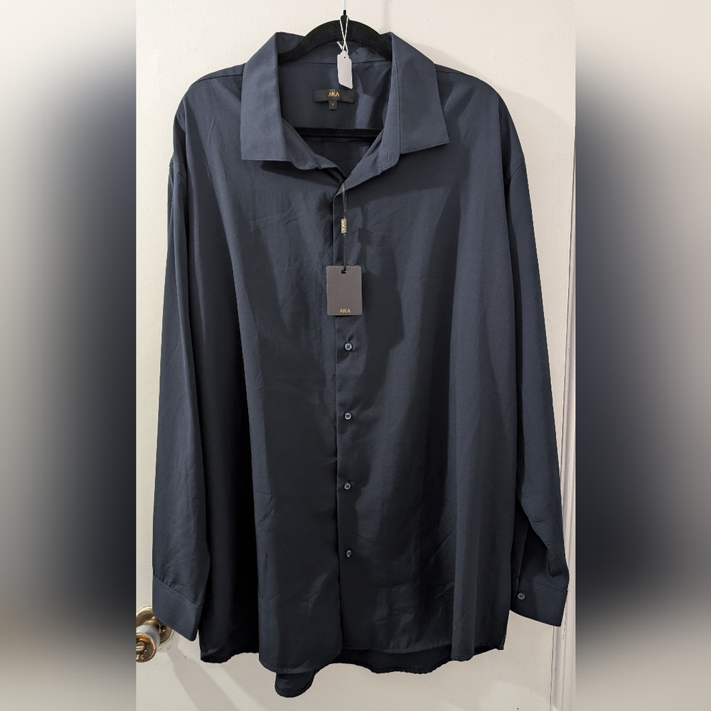 NWT Aka Dark Blue Dress Shirt 1 XL
